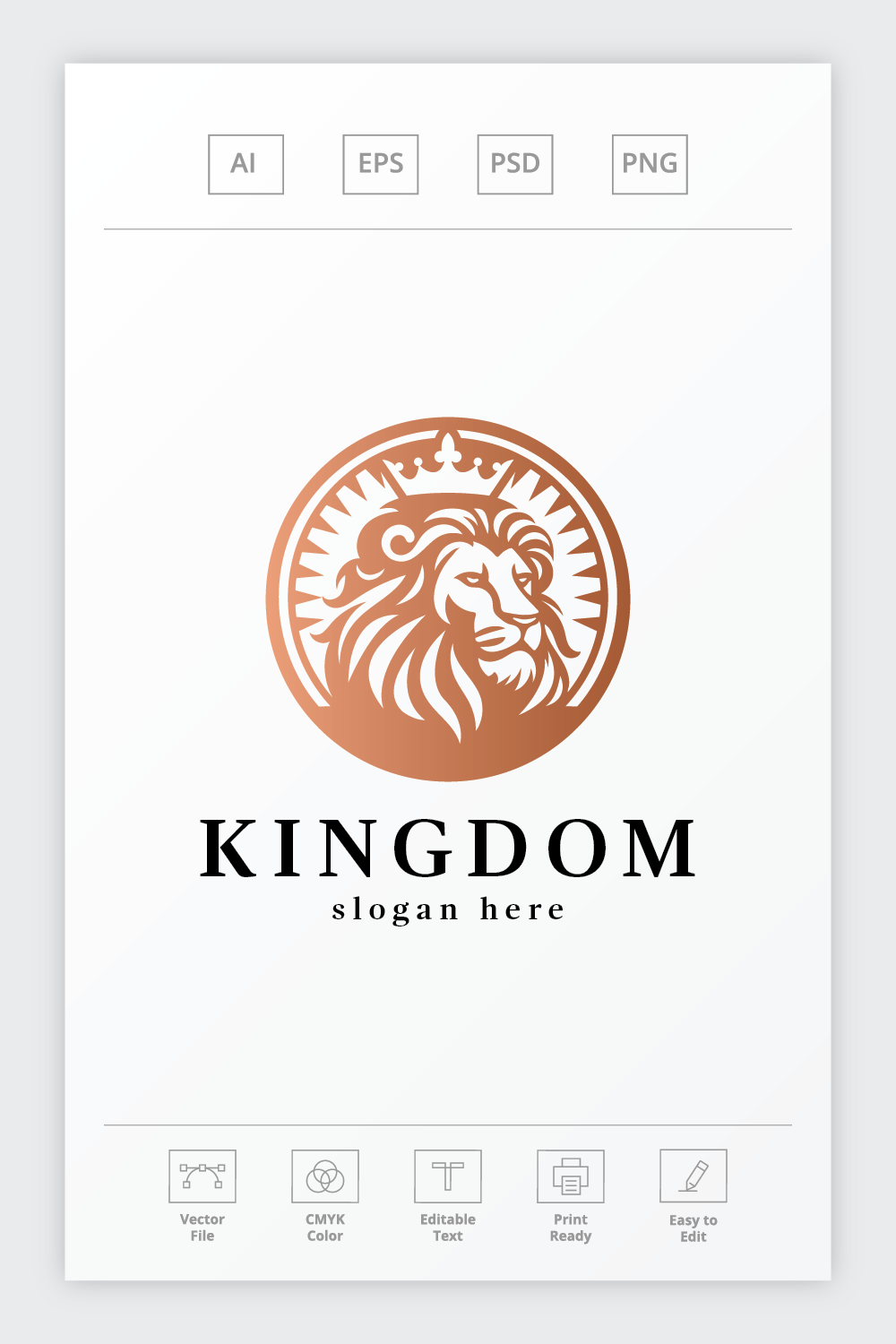 Dominant Lion Kingdom Logo pinterest preview image.