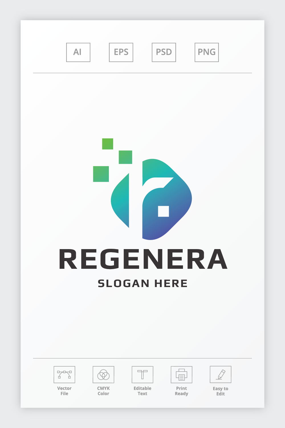 Regenera Letter R Logo pinterest preview image.