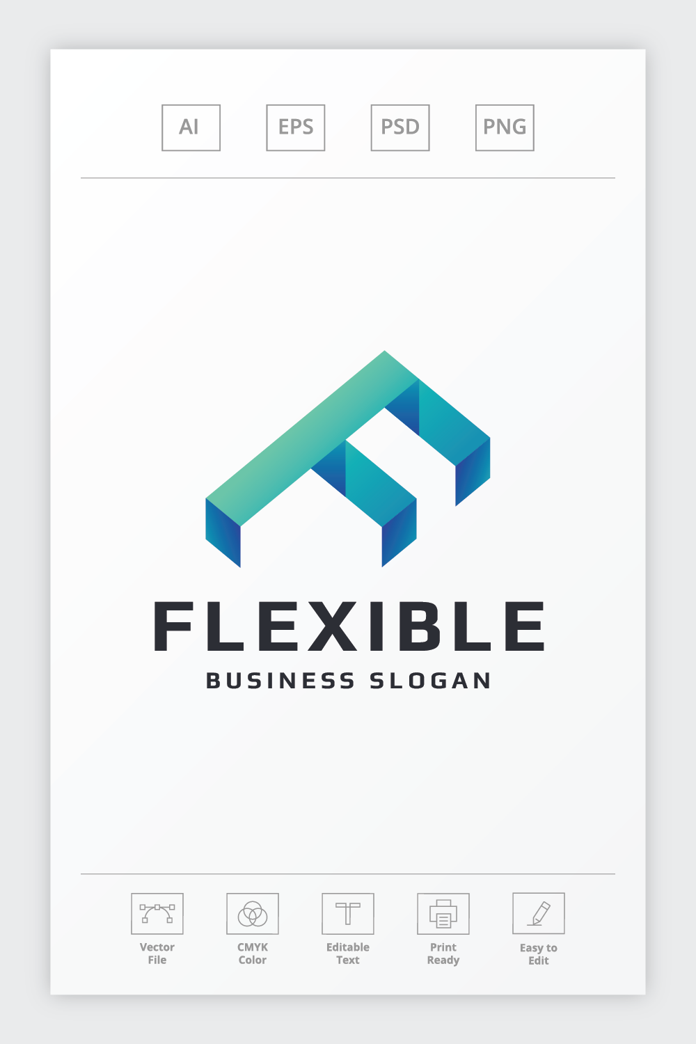 Flexible Letter F Logo pinterest preview image.