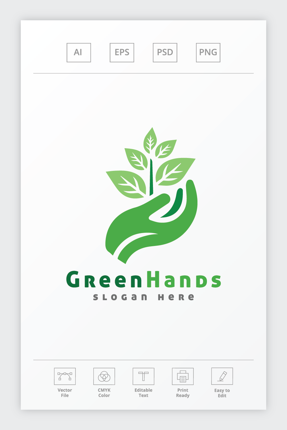 Nature Green Hands Logo pinterest preview image.