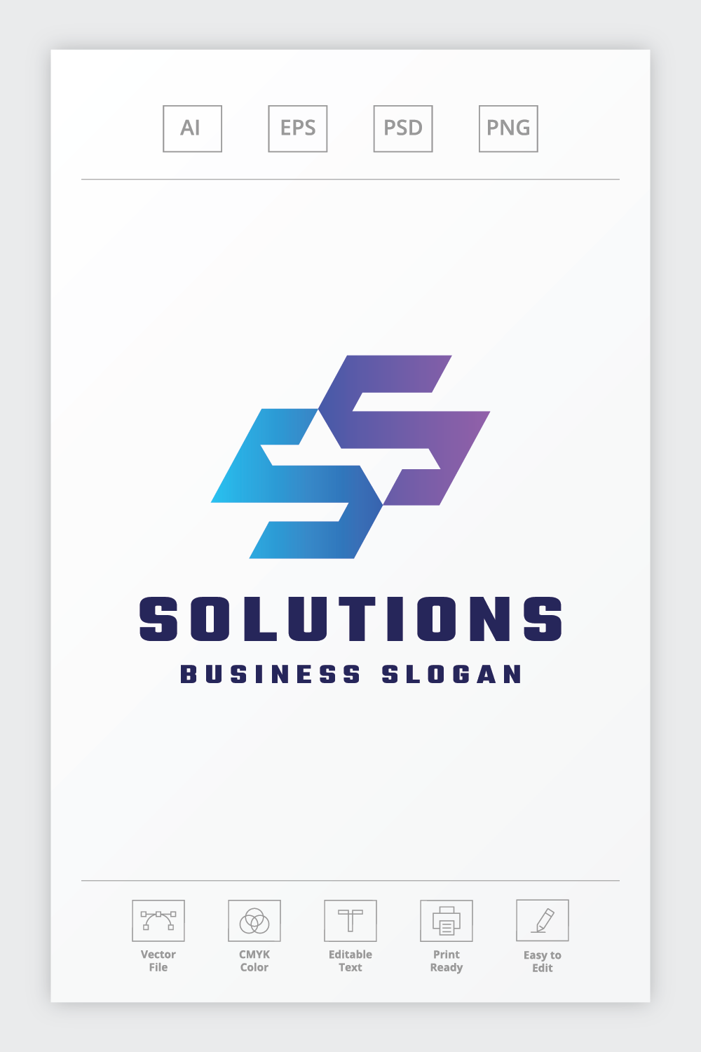 Solutions - S or SS Logo Letter pinterest preview image.