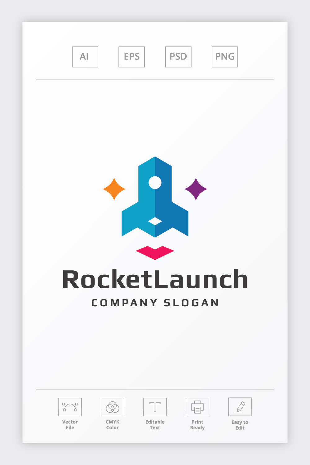 Rocket Launch Logo pinterest preview image.