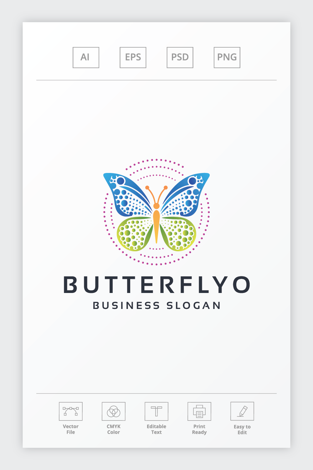 Elegant Dots Butterfly Logo pinterest preview image.