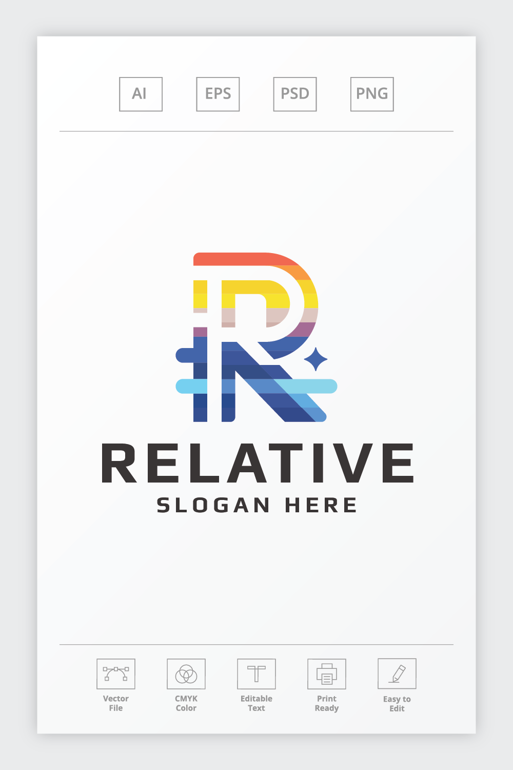 Relative Letter R Logo pinterest preview image.