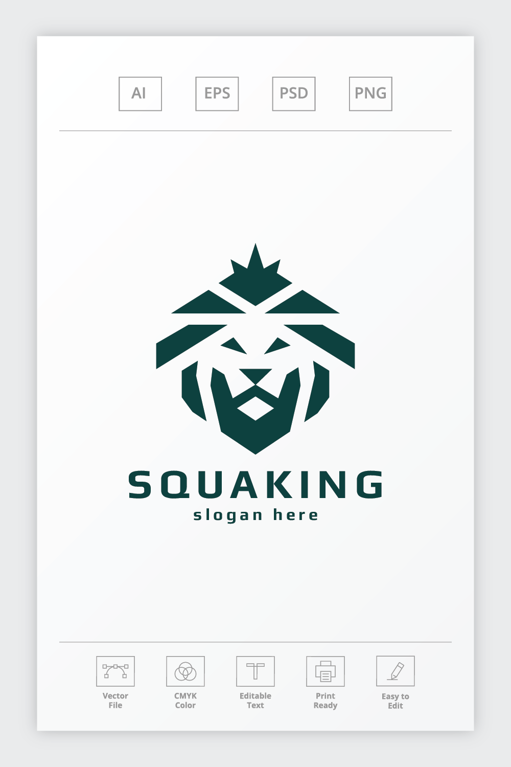 Squa King Lion Head Logo pinterest preview image.