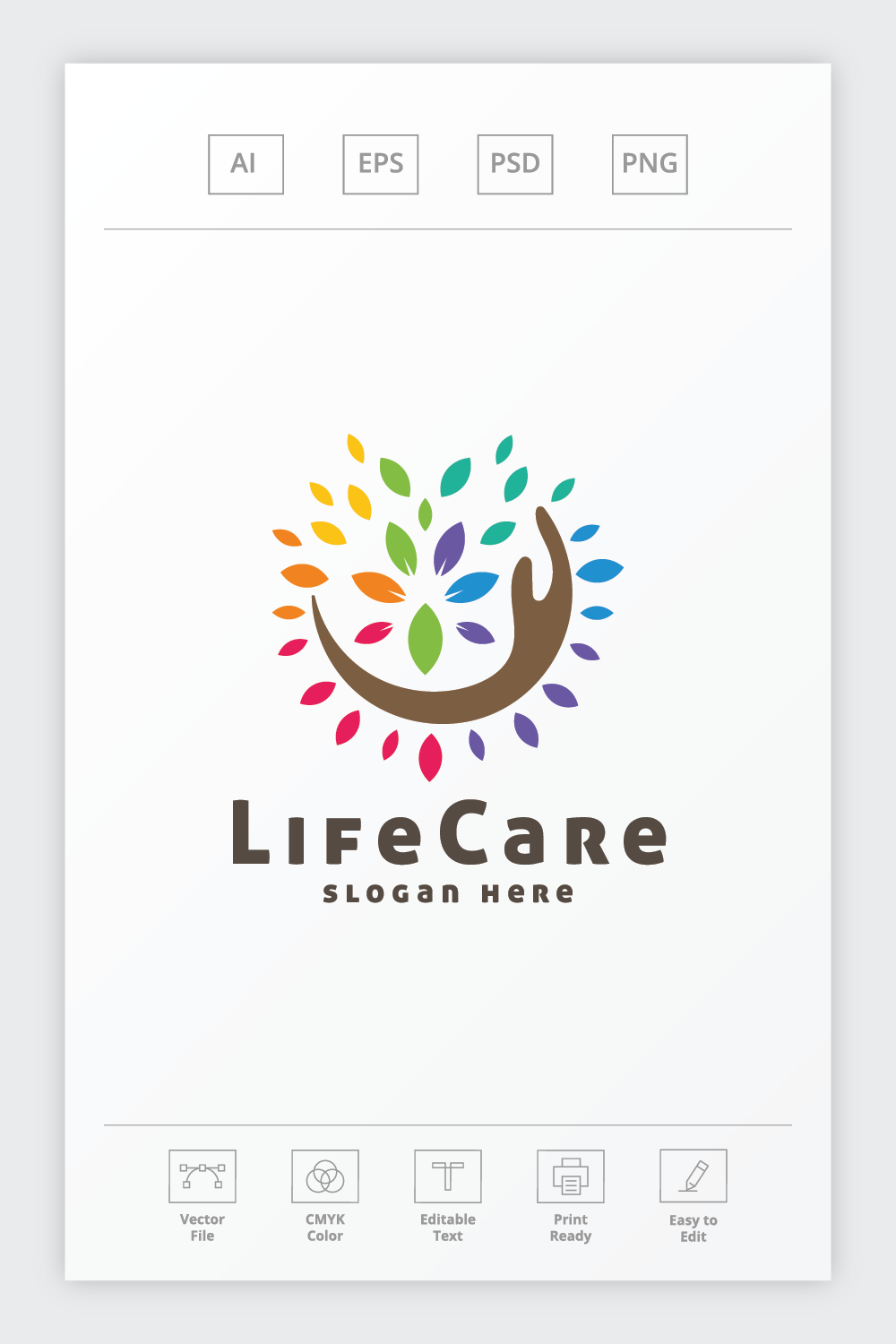 Life Care Hand Logo pinterest preview image.