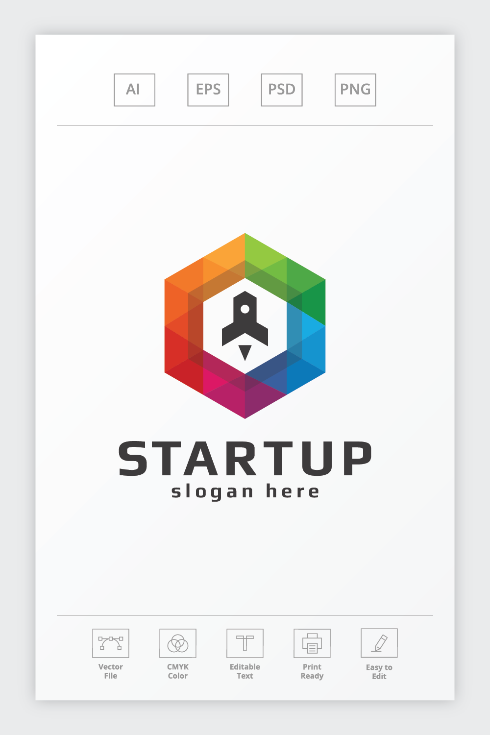 Startup Launch Cube Logo pinterest preview image.