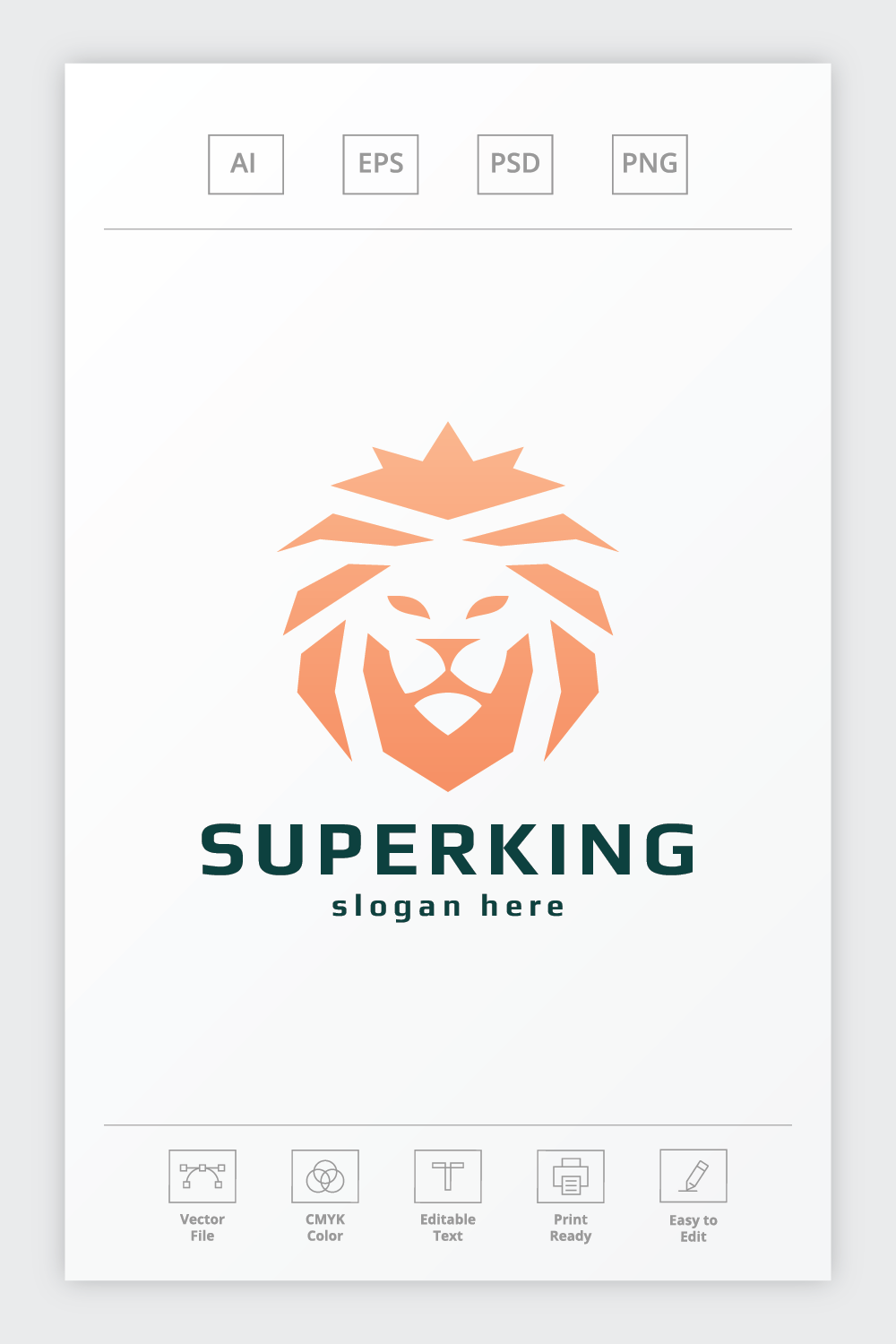 Super King Lion Logo pinterest preview image.