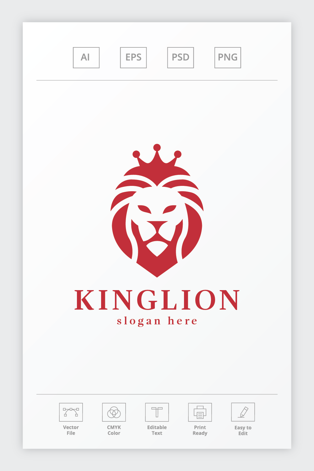 King Royal Lion Logo pinterest preview image.