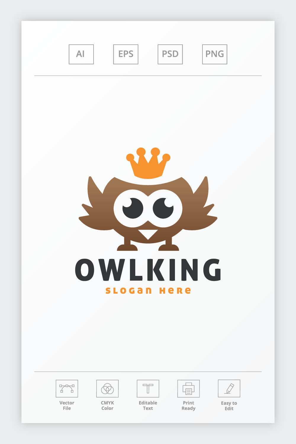 Owl King Bird Logo pinterest preview image.