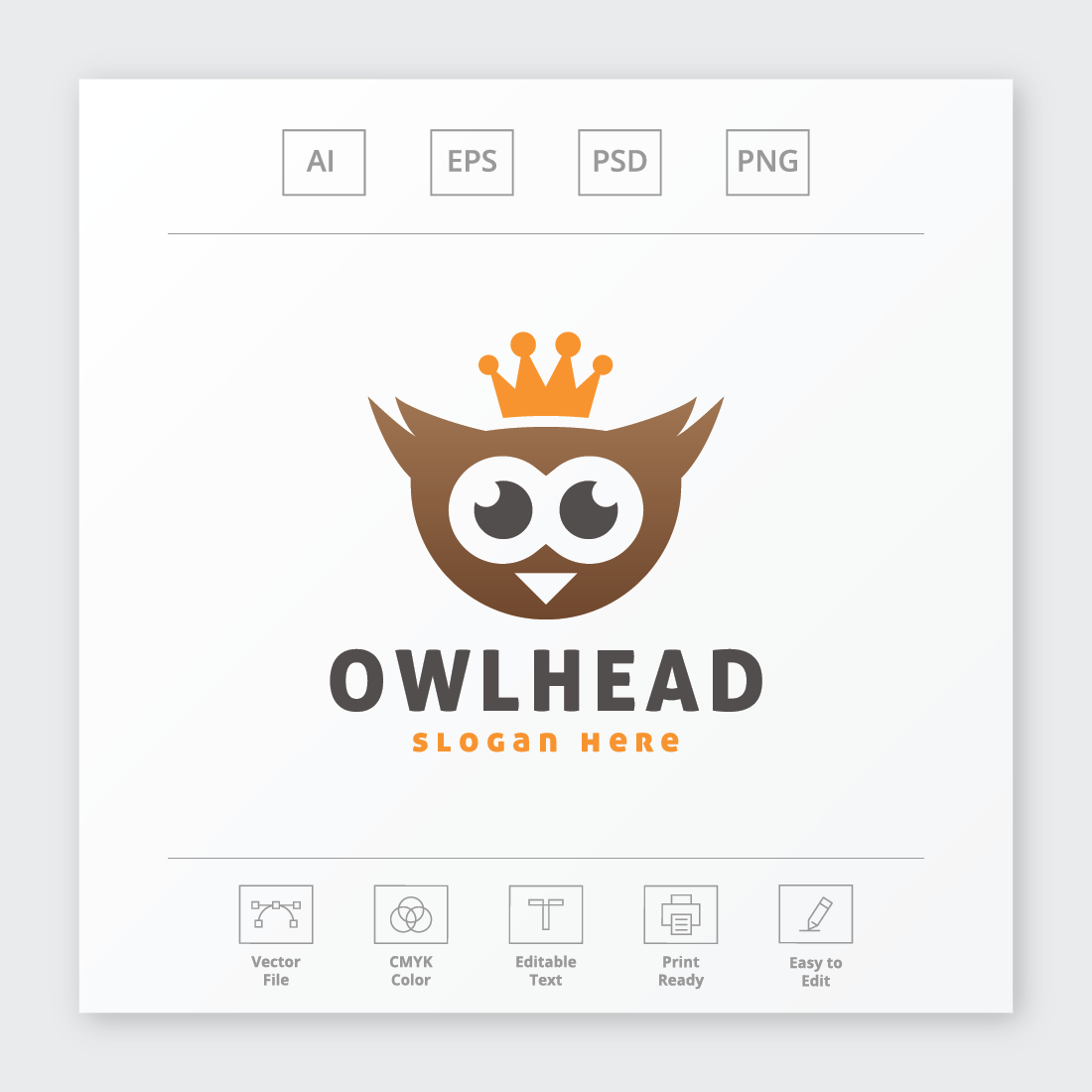 Cute Owl Head Logo cover image.