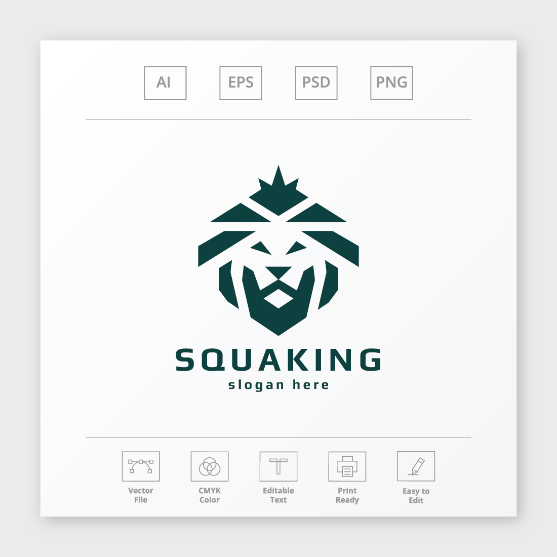 Squa King Lion Head Logo preview image.