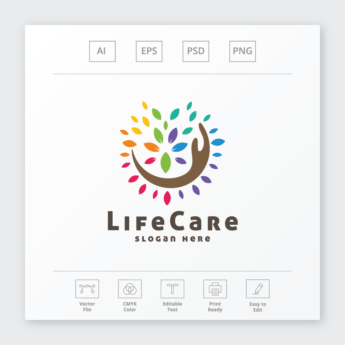 Life Care Hand Logo preview image.