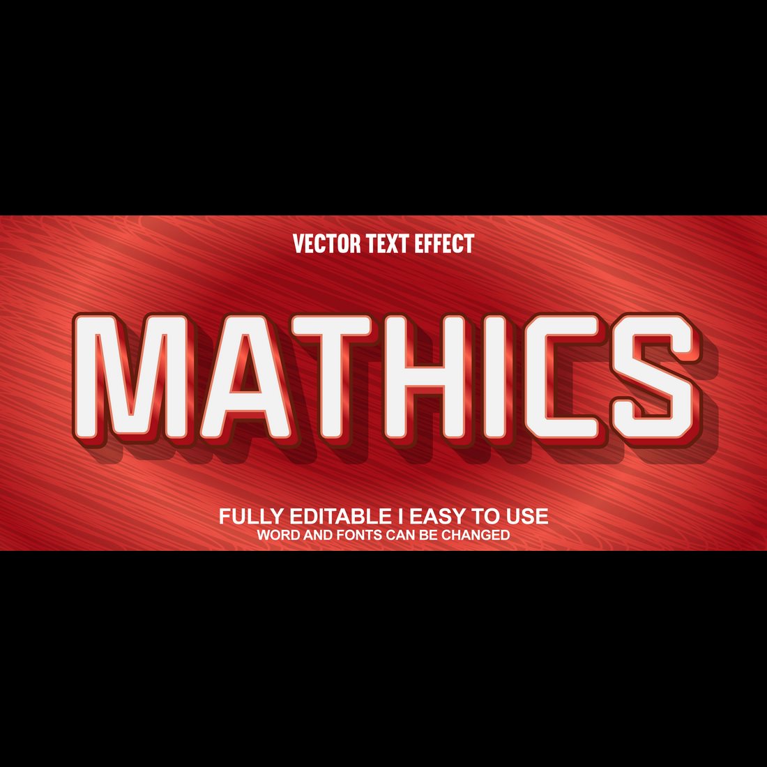 Fully Editable Vector 3D Text Effect preview image.