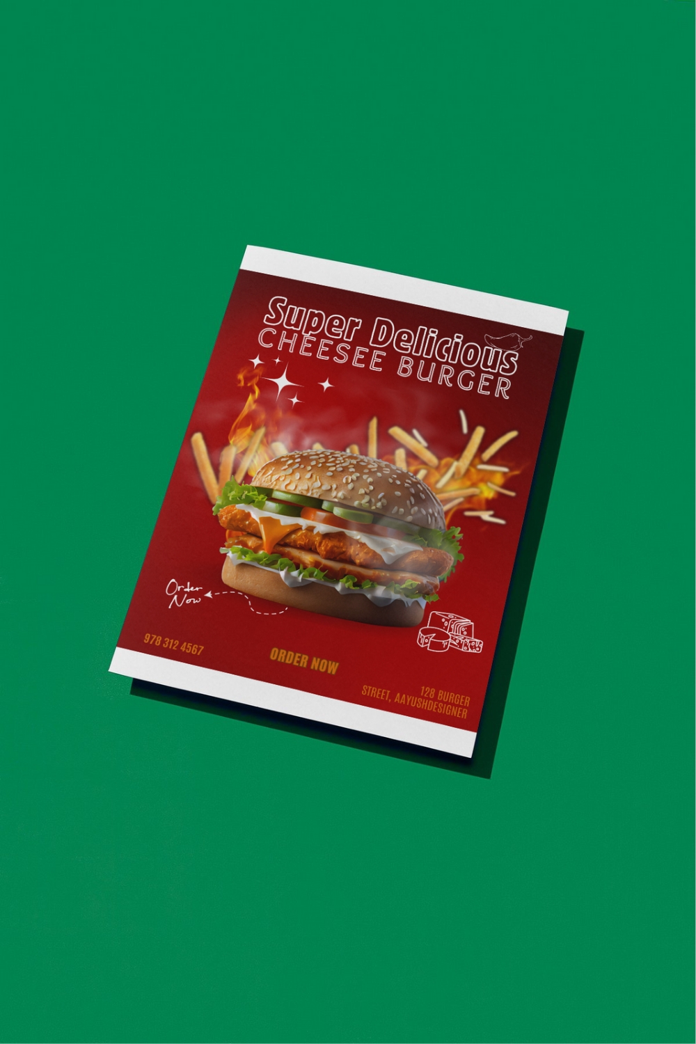 Burger food poster social media pinterest preview image.