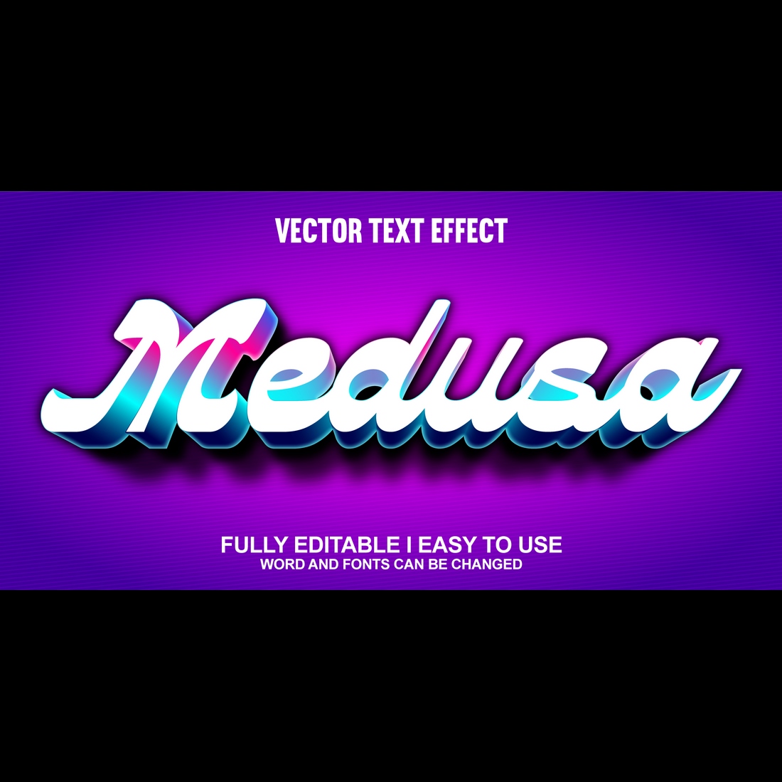 Fully Editable Vector 3D Text Effect cover image.