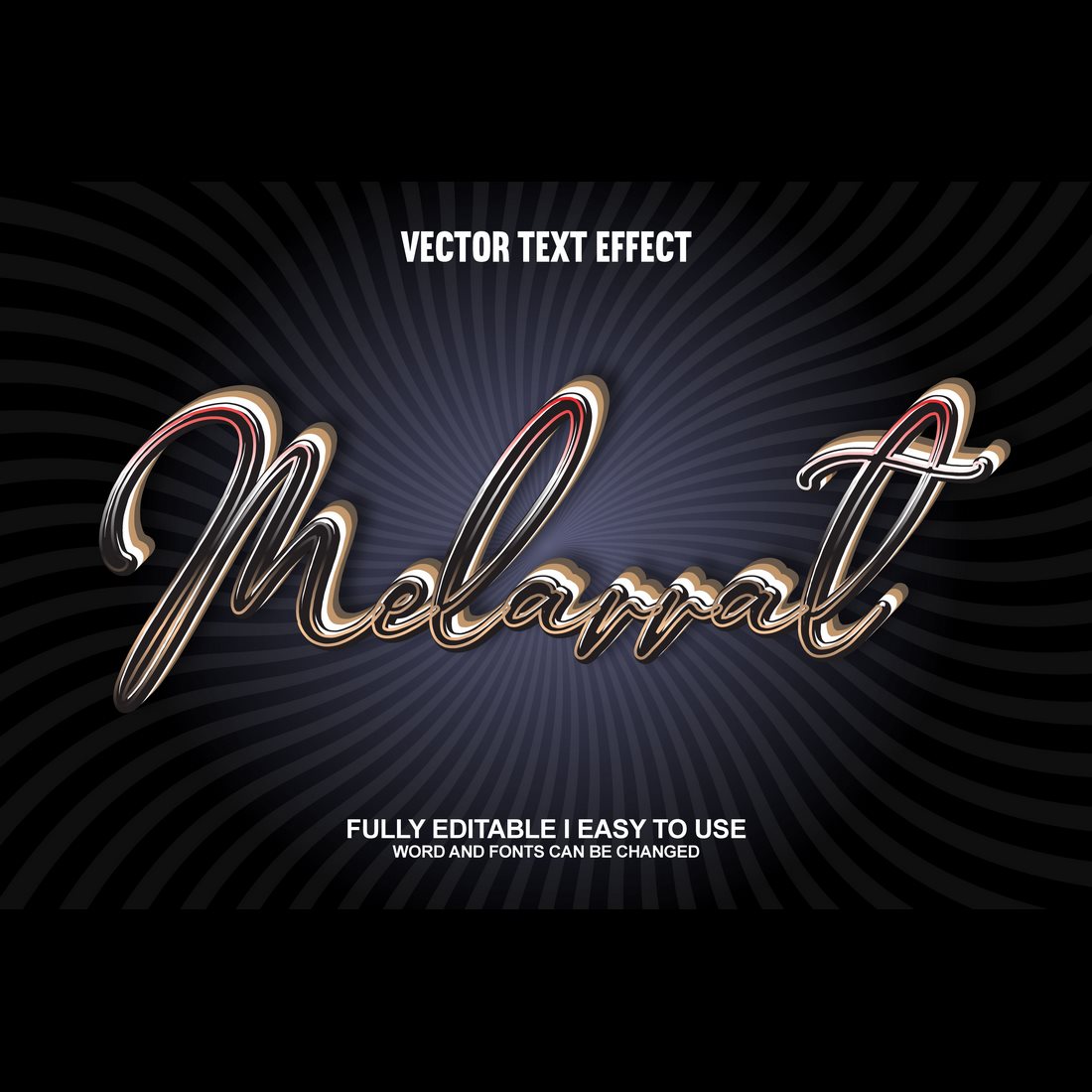 Fully Editable Vector 3D Text Effect preview image.