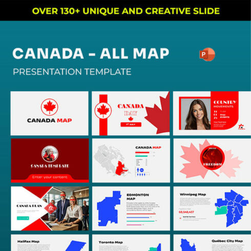 Canada All City Map Presentation Template cover image.