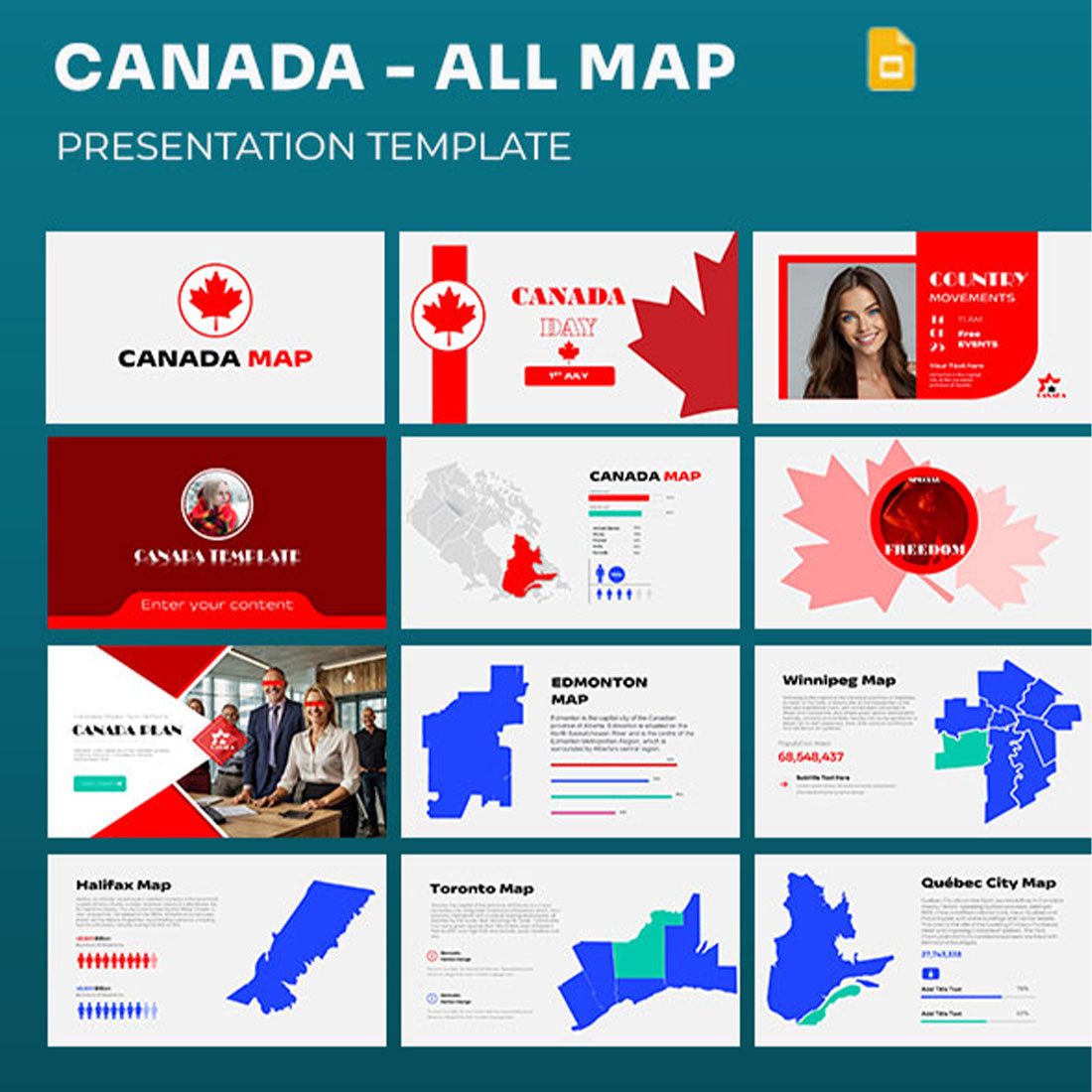 Canada City Map Clear Presentation Template cover image.