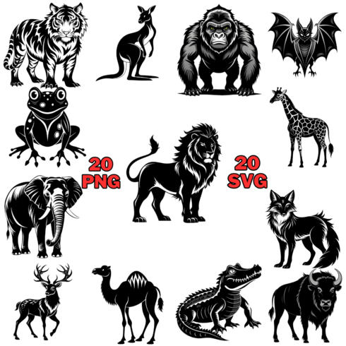 Animal Silhouette Clipart Bundle cover image.