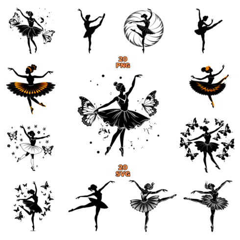 Dancer Silhouette Clipart bundle cover image.