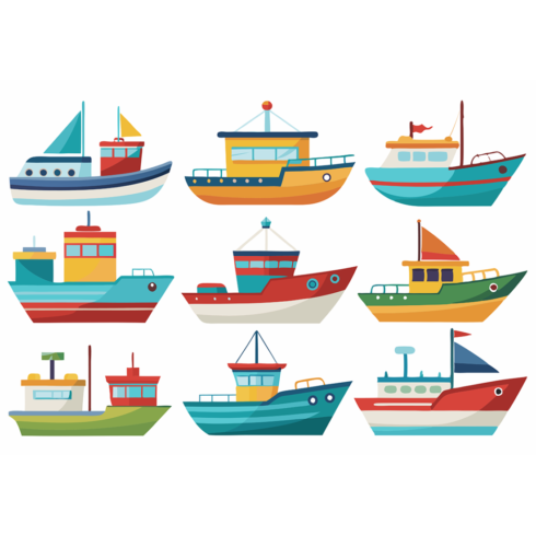 Boat On White Background Clipart bundle cover image.