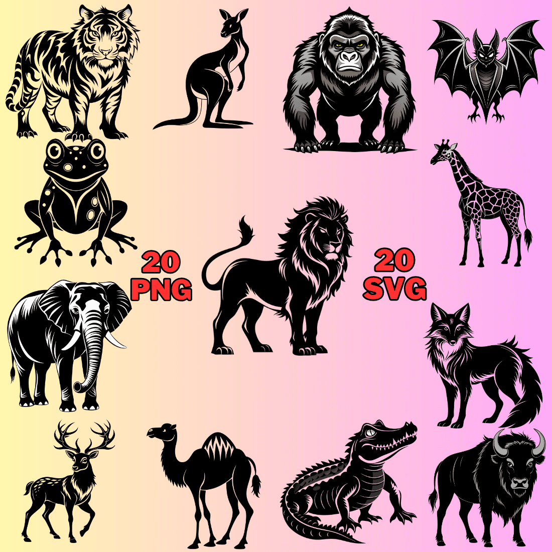 Animal Silhouette Clipart Bundle preview image.