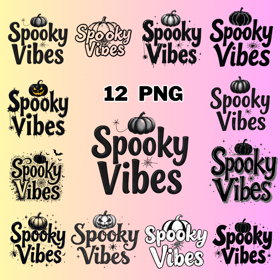 Spooky Vibes Clipart Bundle preview image.