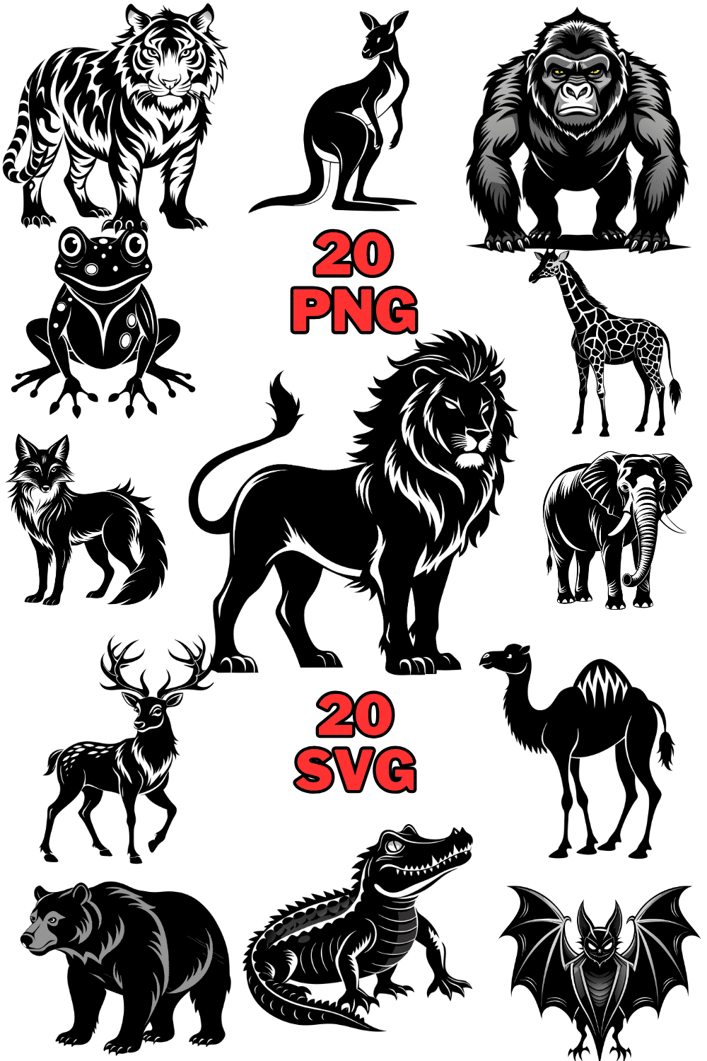 Animal Silhouette Clipart Bundle pinterest preview image.