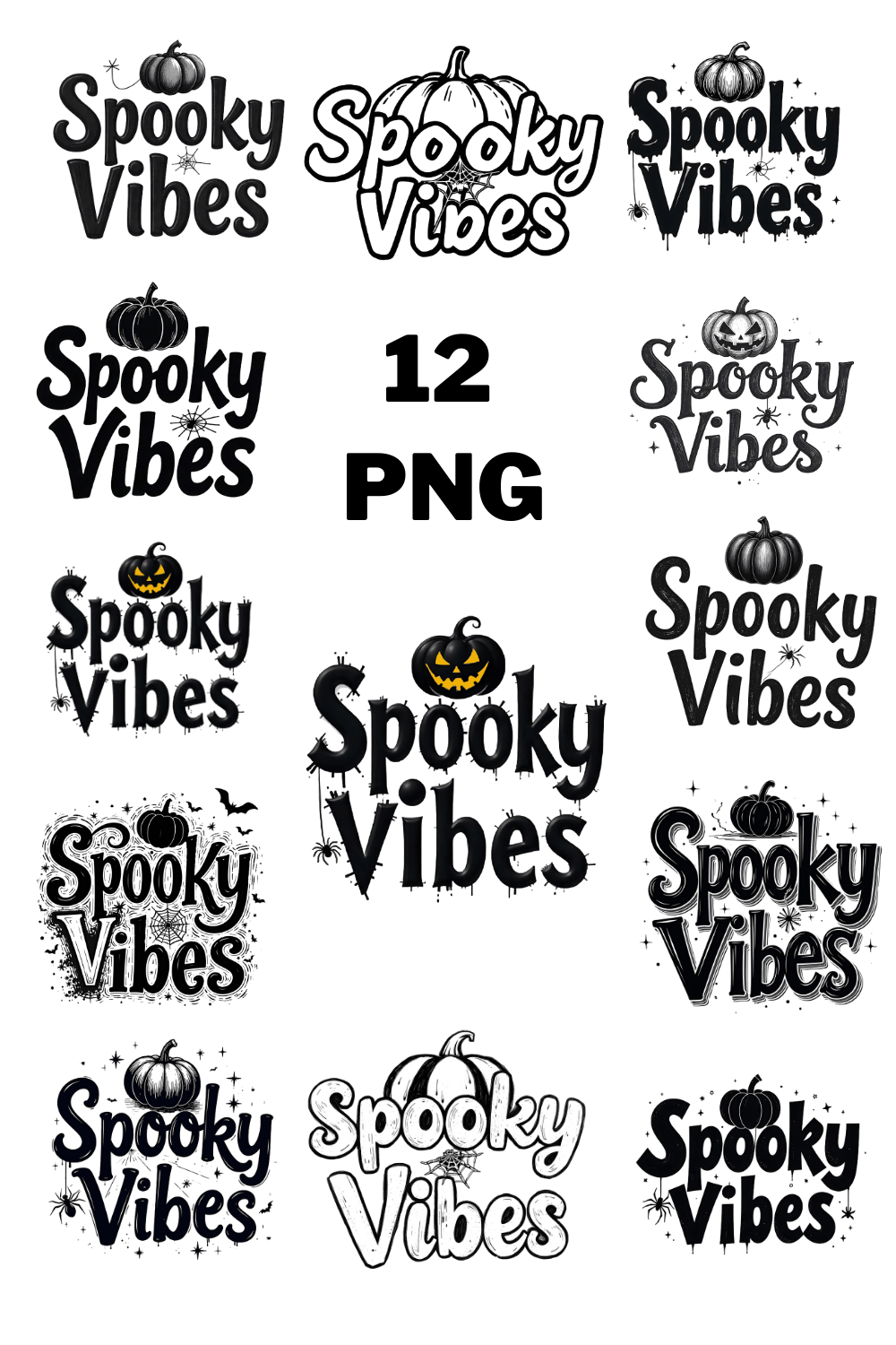 Spooky Vibes Clipart Bundle pinterest preview image.