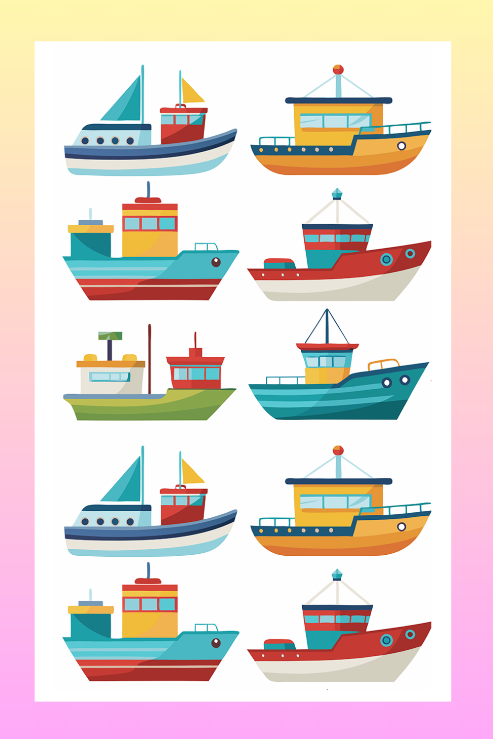 Boat On White Background Clipart bundle pinterest preview image.