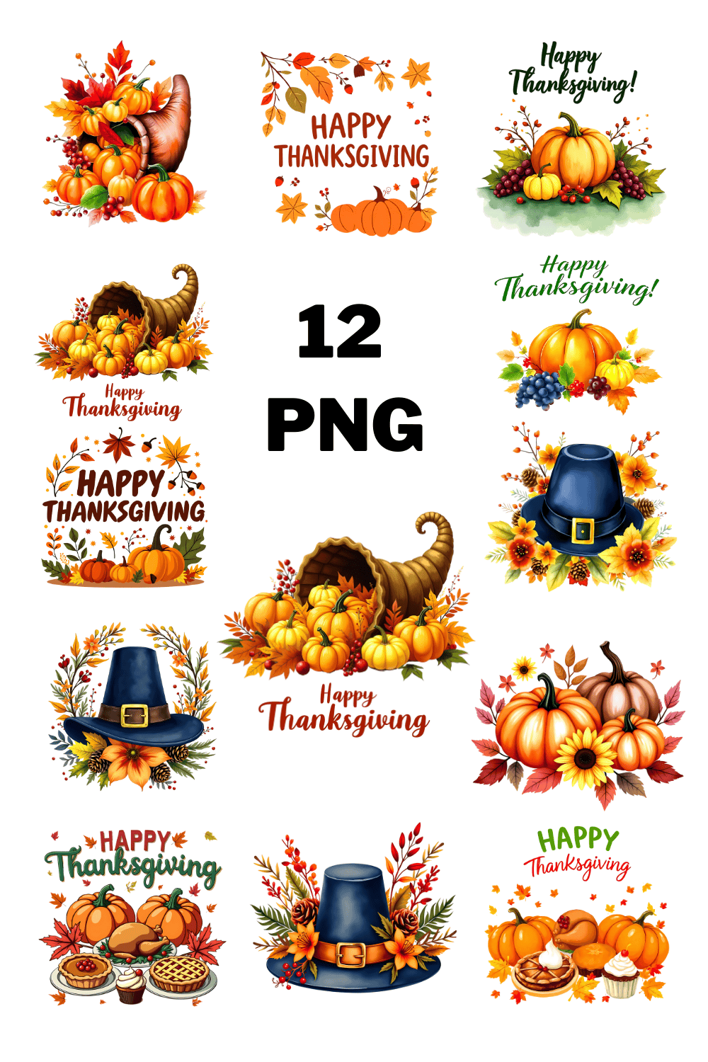 Colorful Thanksgiving Day T-shirt Design pinterest preview image.