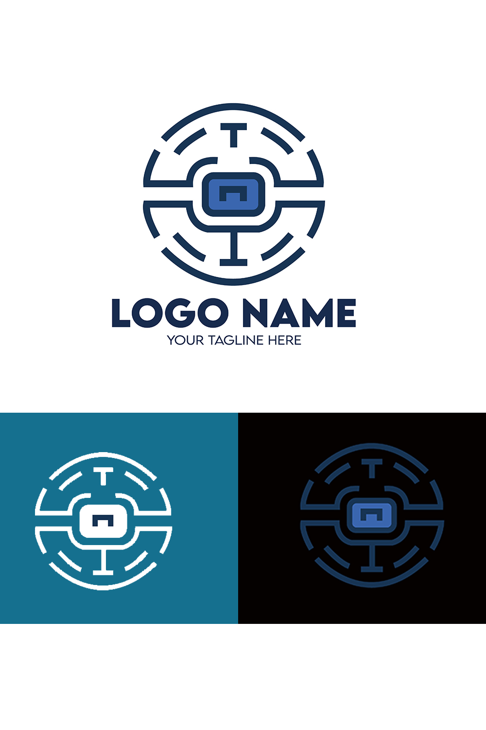 Modern Minimalist Tech Startup Abstract Logo Design for Businesses With AI Chipset Sign, Professional Creative Artificial Intelligence Startup Logo pinterest preview image.