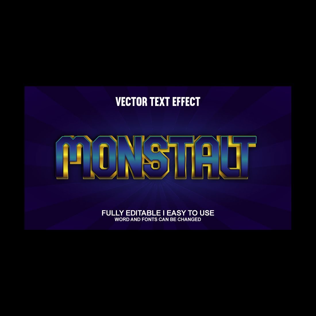 Fully Editable Vector 3D Text Effect preview image.