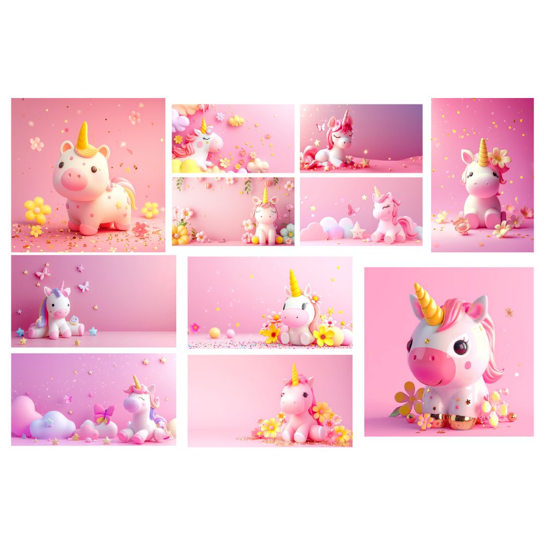 3d unicorns backgrounds preview image.