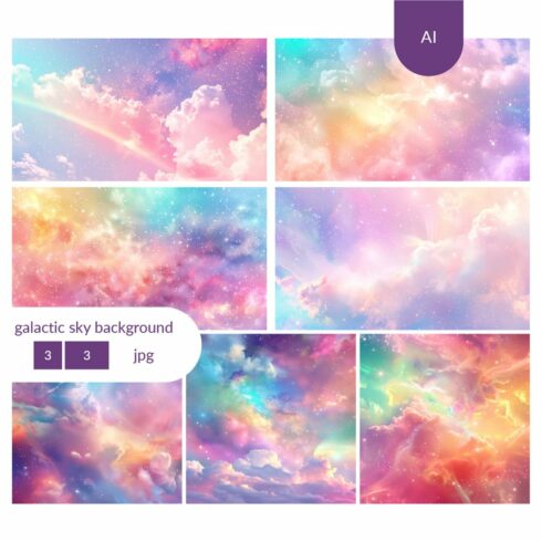 A set of galactic sky backgrounds cover image.