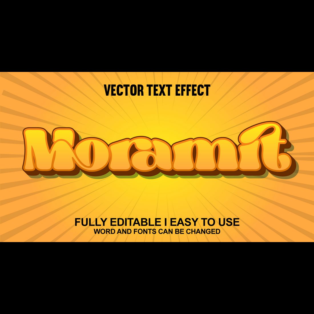 Fully Editable Vector 3D Text Effect preview image.