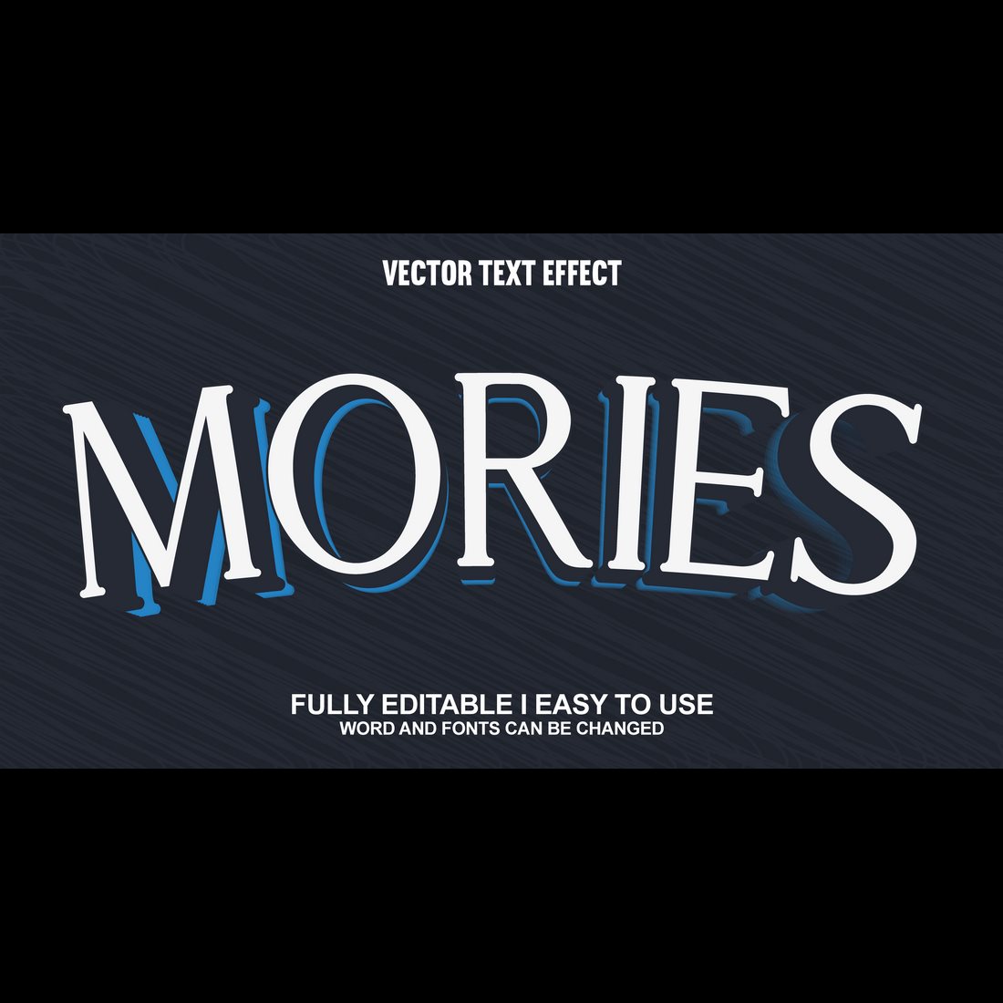 Fully Editable Vector 3D Text Effect preview image.