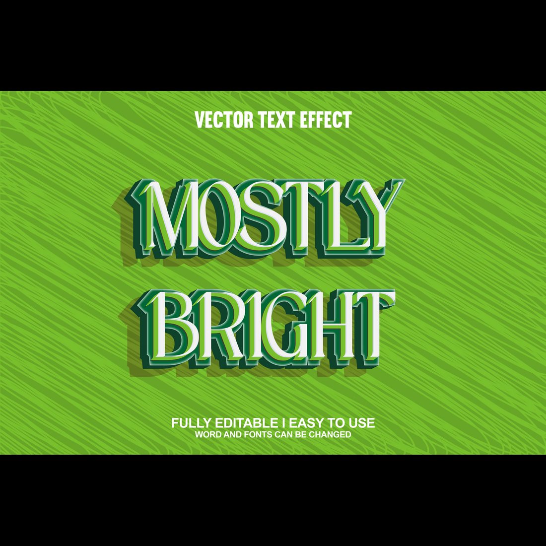 Fully Editable Vector 3D Text Effect preview image.