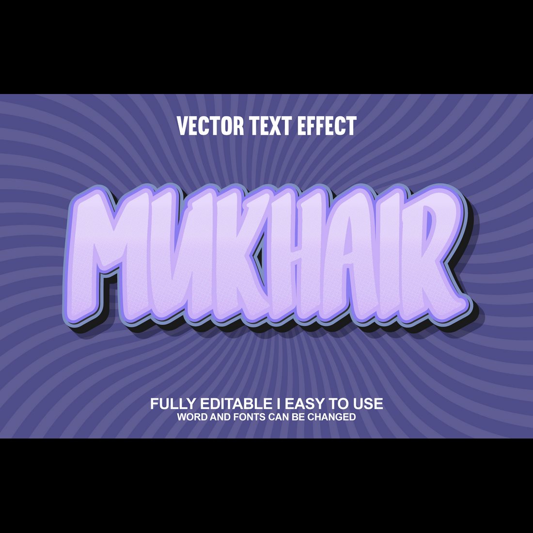 Fully Editable Vector 3D Text Effect preview image.