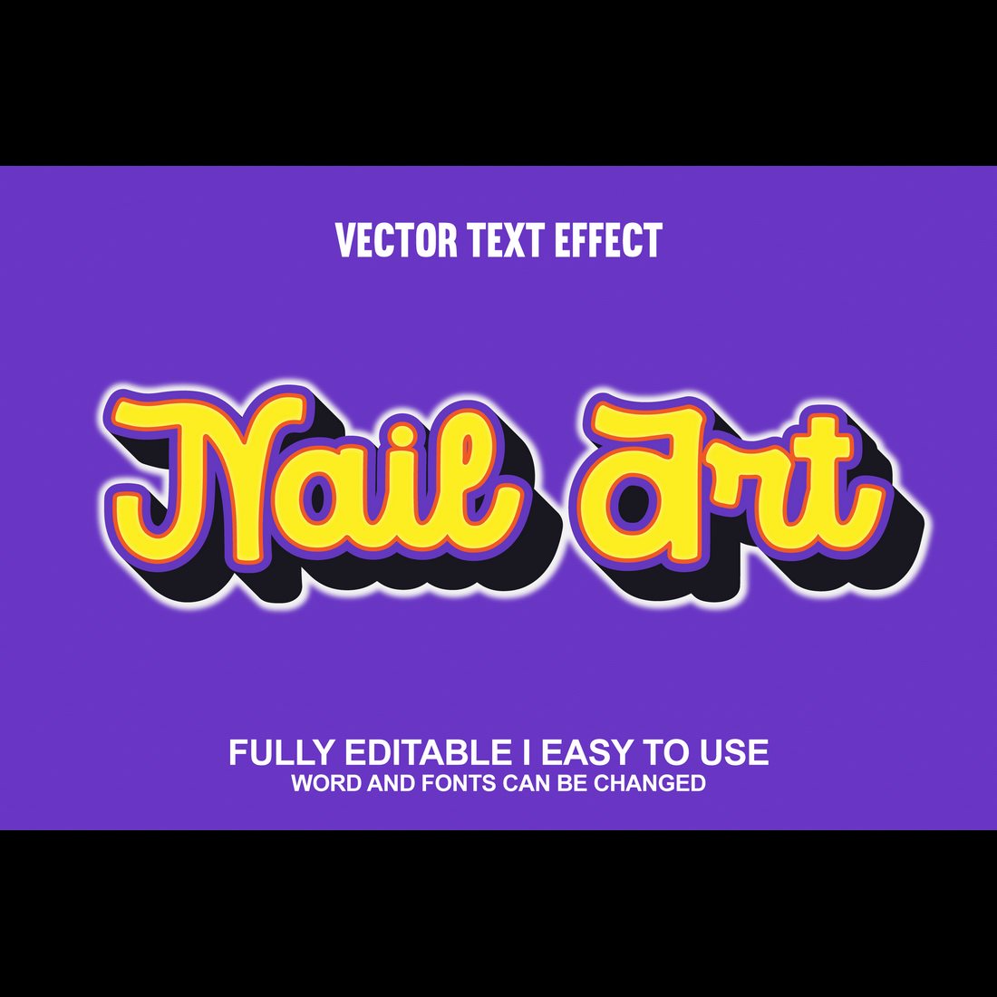 Fully Editable Vector 3D Text Effect preview image.