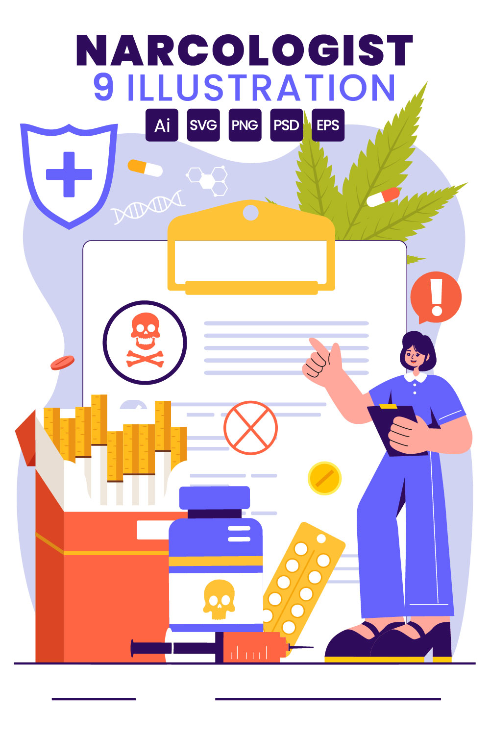 9 Narcologist Vector Illustration pinterest preview image.