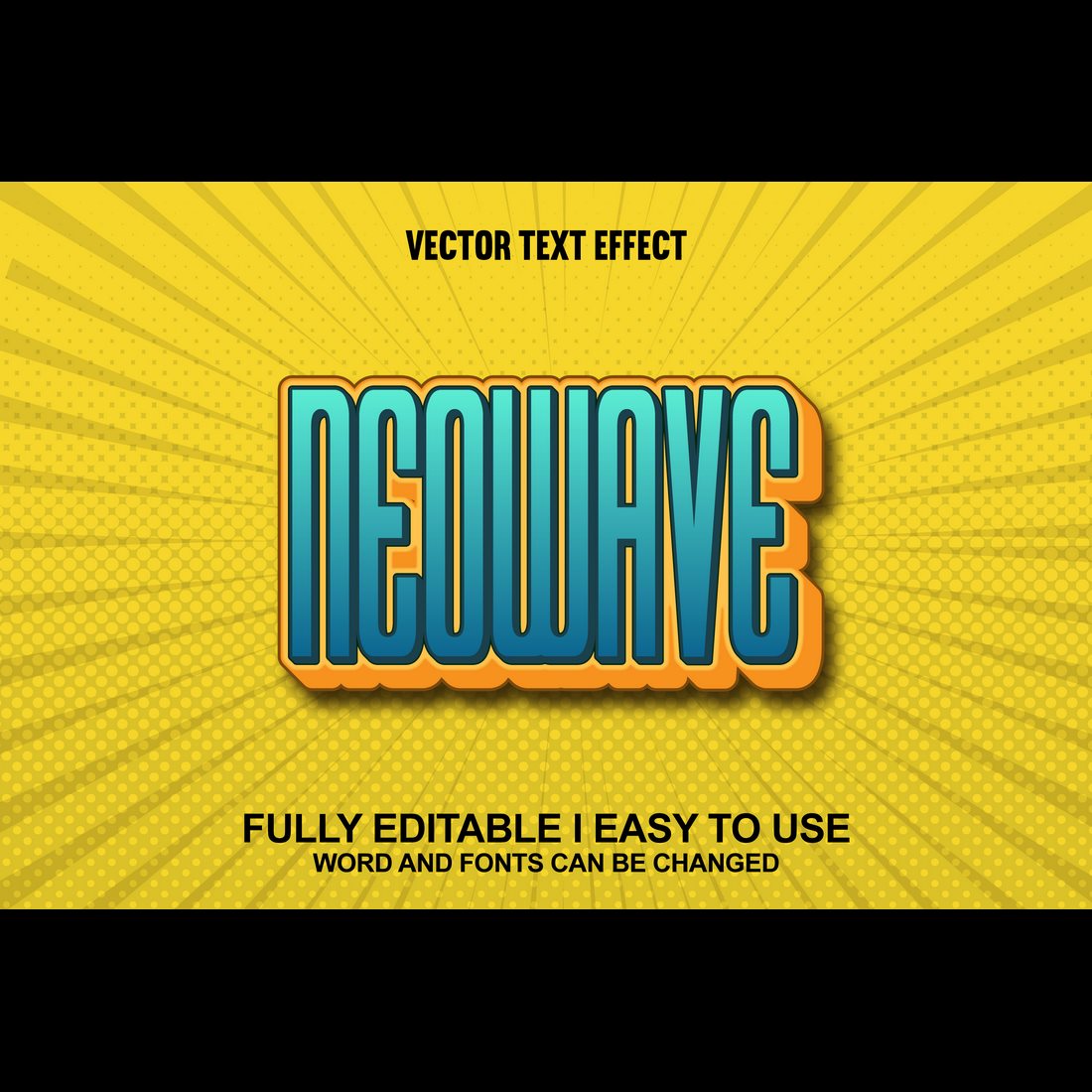 Fully Editable Vector 3D Text Effect preview image.