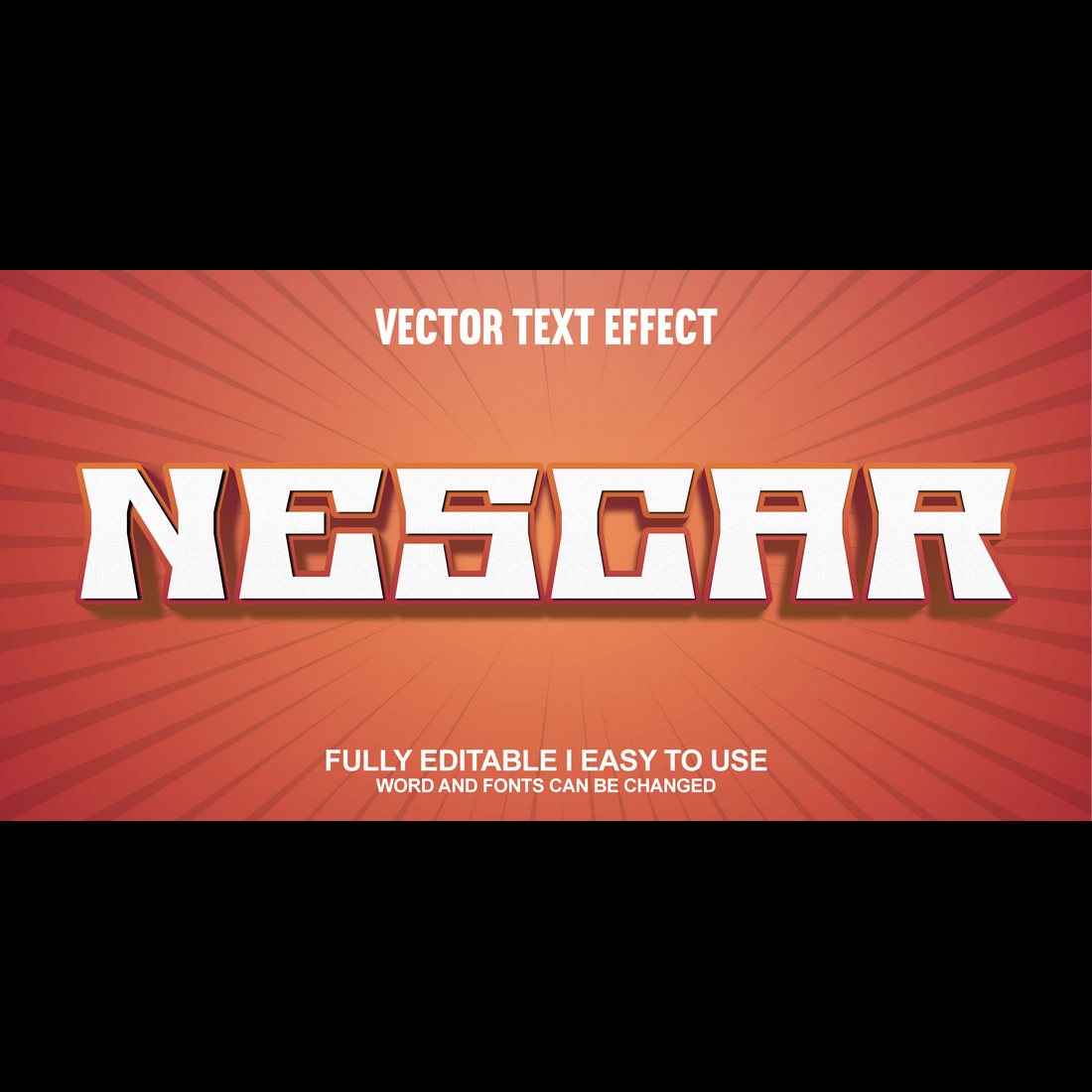 Fully Editable Vector 3D Text Effect preview image.