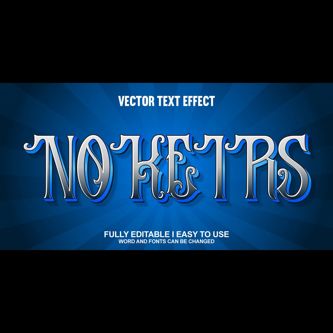 Fully Editable Vector 3D Text Effect preview image.