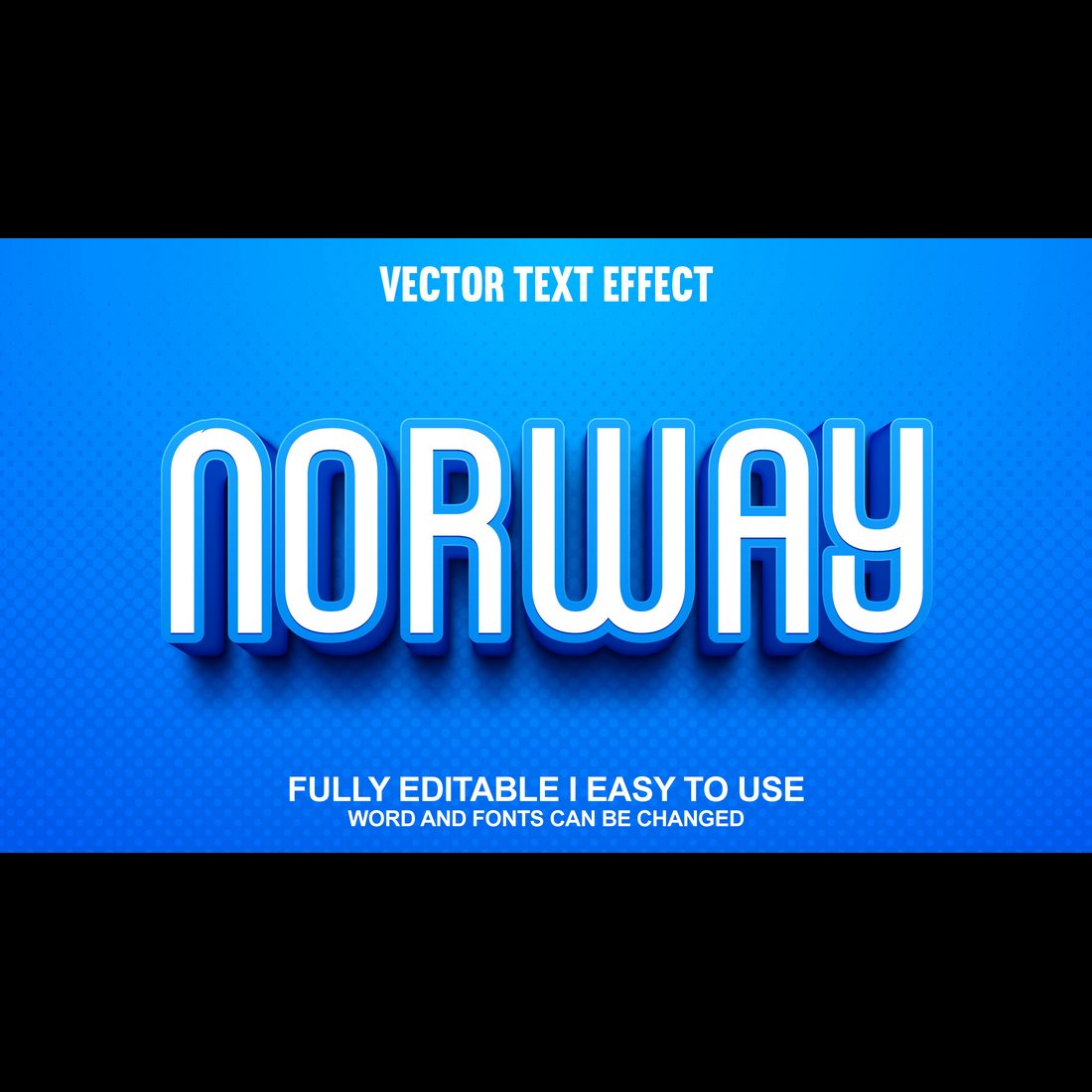 Fully Editable Vector 3D Text Effect preview image.