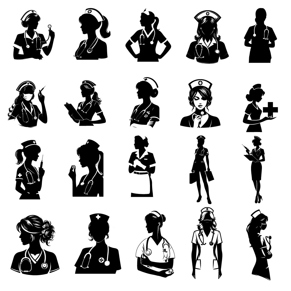 Nurse vector silhouette preview image.