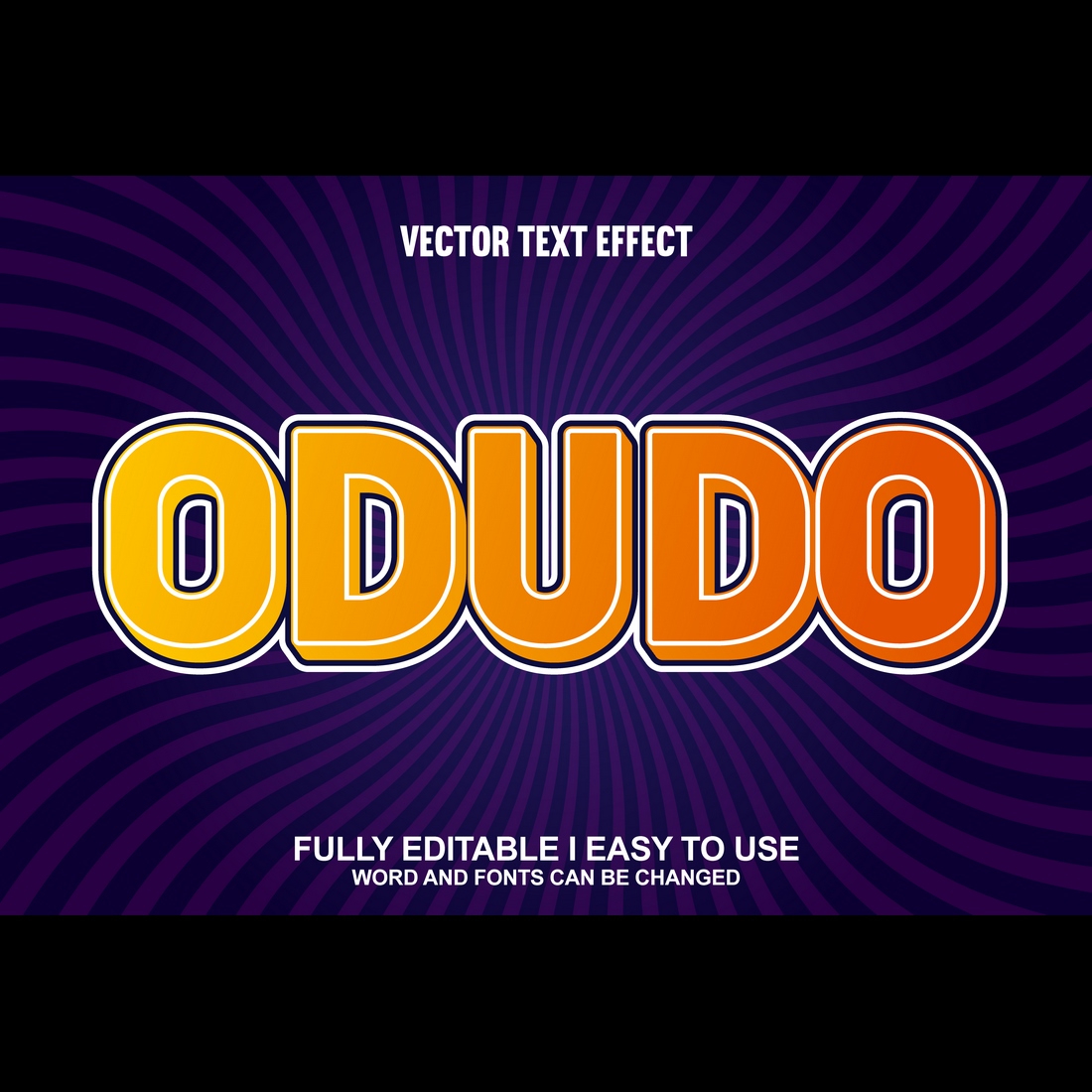 Fully Editable Vector 3D Text Effect preview image.