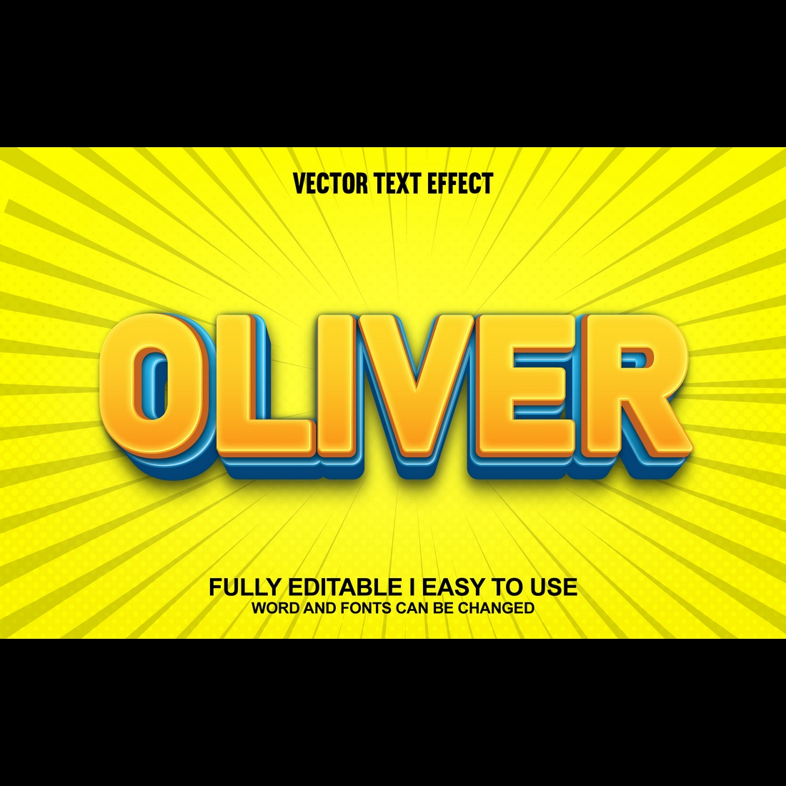 Fully Editable Vector 3D Text Effect preview image.