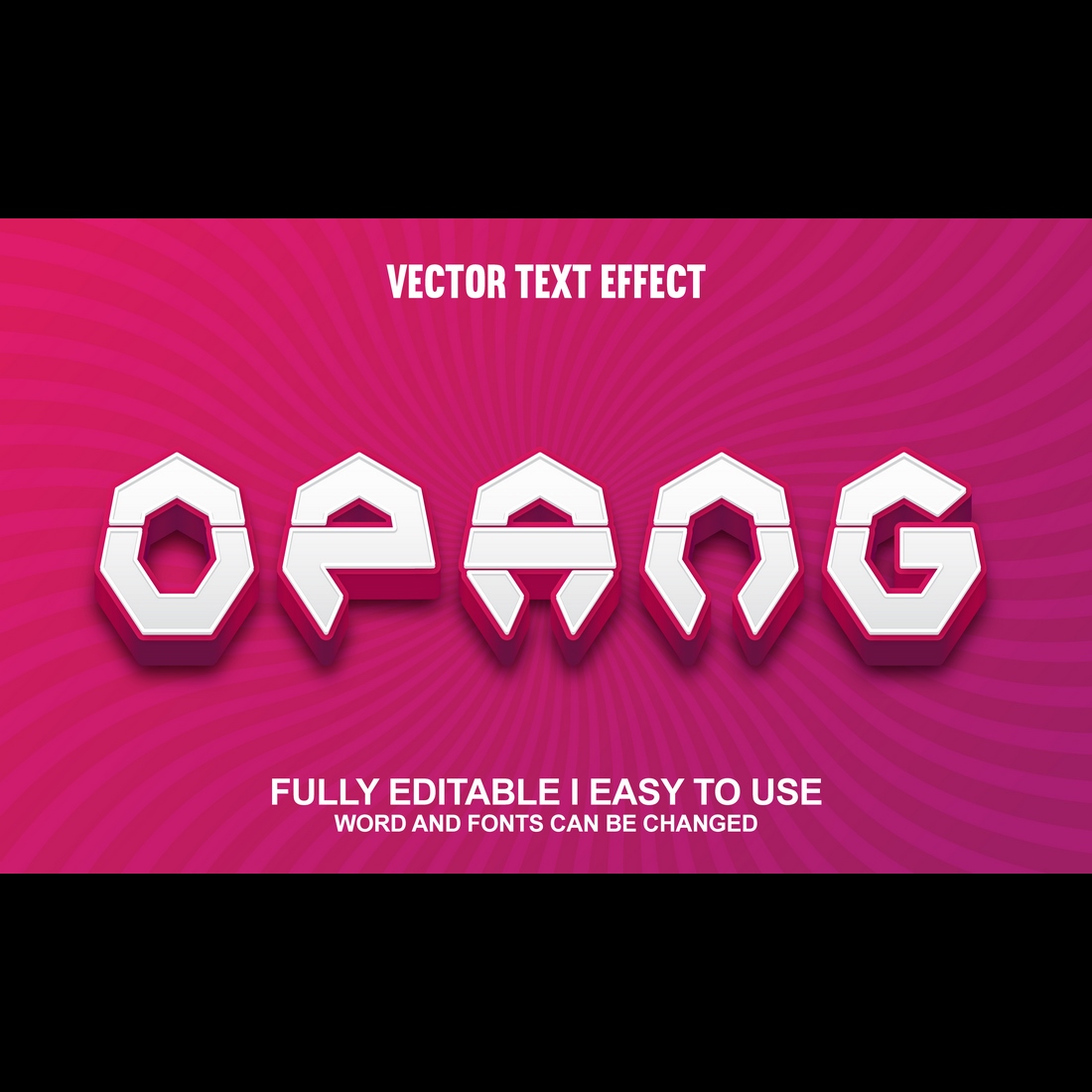 Fully Editable Vector 3D Text Effect preview image.